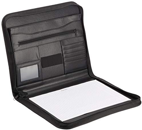 Alassio 30142 - Schreibmappe VERNAZZA im DIN A4 Format, Businessmappe aus Lederimitat, Dokumentenmappe in schwarz, Fächermappe ca. 36 x 29 x 5 cm, Mappe mit Fächertasche