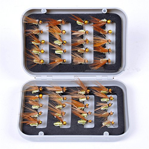 CHSEEO 40 Stück Angel-Fliegen Kunstköder Set Angel-Köder Fliegen Forellenköder Fliegen Fischen Köder Haken Perfekt zum Zander Angeln Barsch Forelle Dorsch Angelzubehör Angelset #1