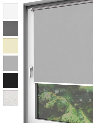 Home-Vision® Verdunkelungsrollo Klemmfix, ohne Bohren mit Klämmträgern, Fensterrollo, Seitenzugrollo, Verdunklungsrollo, Lichtundurchlässig Thermorollo (Grau, B125cm x H150cm)