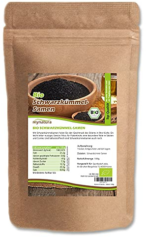 Mynatura Bio Schwarzkümmel Samen ganz 1000g | Nigella sativa aus kontrolliert biologischem Anbau | Gewürz für Curry & Brot | Vegan & ohne Zusätze | Natürlich & aromatisch (1000g)