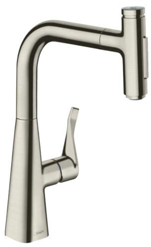 hansgrohe Metris Select M71 Einhebel-Küchenmischer 240, Ausziehbrause, 2jet, Farbe: Edelstahl-finish
