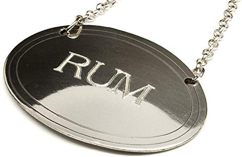County Engraving Oval Pewter Decanter Label on Chain (RUM)