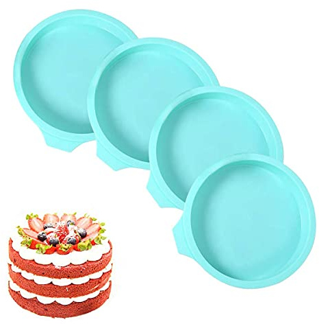 Ovtai Rund Schichtkuchen Backform 15cm (6 inch) - 4 Stück Silikon Antihaftbeschichtet in Grün
