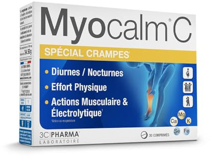 MYOCALM C SPECIAL CRAMPES | Prévention et Soulagement des Crampes Musculaires | Comprimés Riche en Magnésium et Sélénium | Équilibre Électrolytique | 30 Comprimés - 3C PHARMA