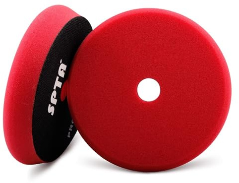 Red T10 Ultra-Fine Finishing Foam Polishing Pads, SPTA 1Pc 6.5 Inch Face for 6 Inch 150mm Backing Plate Compound Buffing Sponge Pads for Car Buffer Polisher Compounding, Polishing and Waxing -FPBFS6R