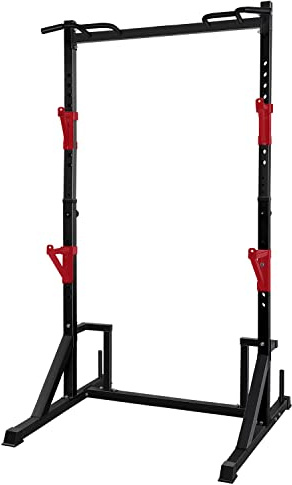 CANPA multifunktion kraftställ med dragstång, tung kapacitet och justerbar knäböjningsställ för hemmagym utrustning, Power Rack Cage (svart)