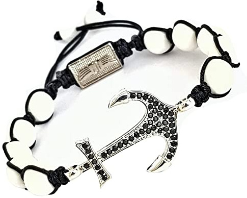 Leif Nelson Herren Armband Heilsteine Perlmutt Chakra echte Steine Anker Zirkonia Perlen Männer Natursteinen Damen Perlenarmband Jungen Handmade LN-CS Weiss