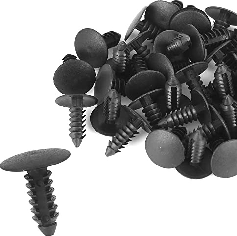 A ABSOPRO Bullone Rivetti 5mm Foro Dia Fissaggio Clip Plastica Nero (Set 40)