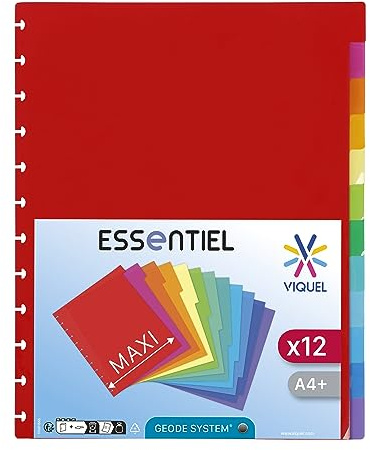 Viquel - Set med 12 stycken Maxi-A4-avdelare med speciell perforering för GEODE-visningsdörr med avtagbara fickor
