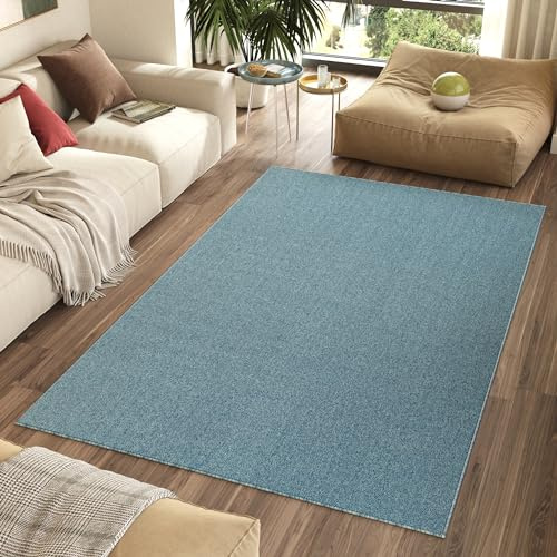 TAPISO Nizza Tapis Poils Courts Antidérapant Lavable Moderne Bleu Moucheté Tapis Salon Chambre Adulte Enfant Cuisine Entrée Oeko-TEX Résistant 200 x 300 cm