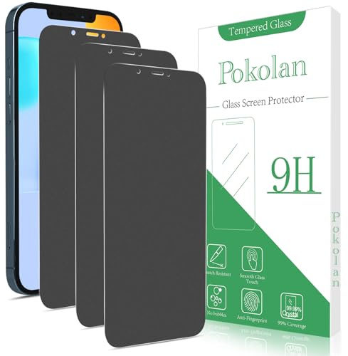 Pokolan 3 Stück Matte Sichtschutz für iPhone 12 Pro Schutzfolie | Matt Anti Spy Glas Folie, Blendschutz, Blasenfreie, Anti Kratzen, Anti Fingerabdruck, Ultra Klar Displayschutzfolie