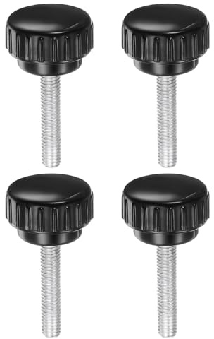 QUARKZMAN M6 x 30mm Tornillo de Pulgar Roscado Métrico con Cabeza Redonda de Plástico de 30mm y Perno de Mano Roscado Tipo Tornillo de Pulgar Moleteado de Agarre en 4 Piezas Negras