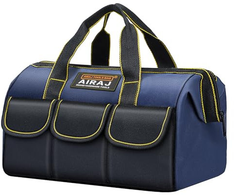 AIRAJ 14-Zoll Kleine Werkzeugtasche, Multi-Taschen-Werkzeugtasche-Organisator mit 600D Stoff, Leichtes Gewicht und Einfach zu Tragen, Breite Offene Mund Werkzeugtaschen für Haus, Arbeit, DIY