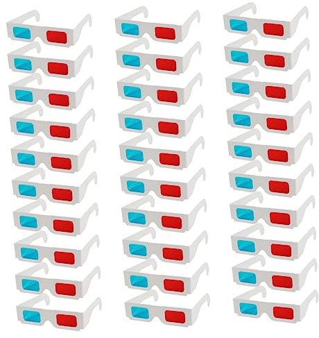 HOMSFOU 30stücke Pappbrillen Mit Rot-blauen Anaglyphenlinsen Einweg-brillen Für Filme Videos Und Spiele Hautfreundlich Geeignet Für Junge Mädchen Und Erwachsene
