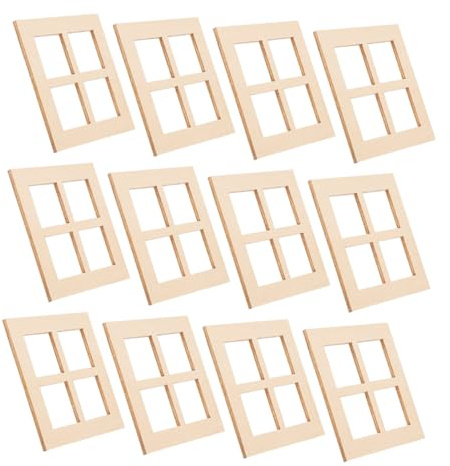 Milisten 1:12 Scale Miniature Dollhouse Window Ornaments and Wooden Doors - 20pcs House Accessories Set