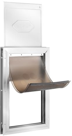 VEVOR Porta per Animali Domestici, Telaio in Alluminio 287 x 407 mm con Sistema di Serratura Sportello, Porta Resistente alle Intemperie per Animali Domestici per Gatti, Cagnolini, Bianco Taglia M