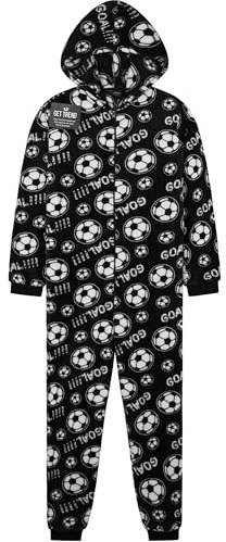 Get Trend Pijama Niño Entero Cremallera, Ropa de Dormir Adolescentes, Mono Cálido de Fútbol o Videojuegos con Capucha, Ideas Regalo