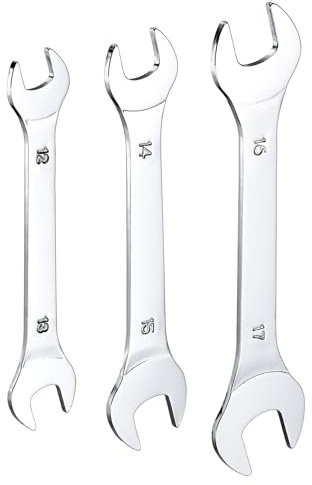 sourcing map 3pcs Double Open End Thin Wrench Set 12×13/14×15/16×17mm Metric Super Thin Small Flat Head Wrench Mirror Polished Open Ended Spanner for Automotive Repair Furniture Assembly