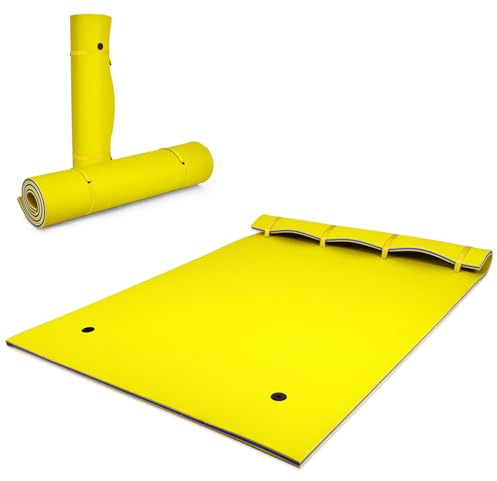 HOMASIS 350 x 180 cm Wasserhängematte für 4-6 Personen, aufrollbare Schwimmmatte bis zu 400 kg, schwimmende Wassermatte aus XPE-Schaum, Wasser Hängematte für Meer, Pool & See