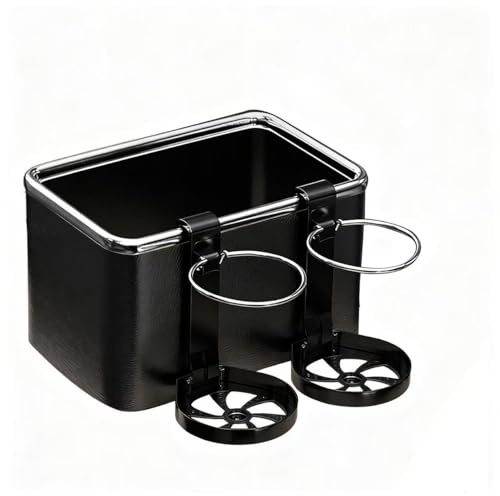 virkwuy Scatola Portaoggetti Per Auto con Porta Bevande, Organizer per Auto con Porta Tazze, Portabicchieri Auto, Adatto per Riporre Telefoni Cellulari, Chiavi, Cavi di Ricarica, Tazze, Biglietti