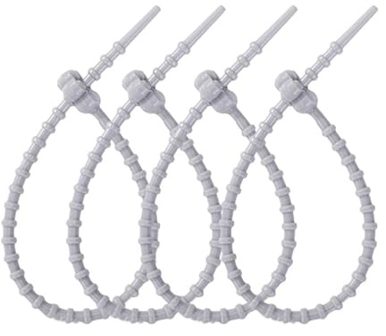 AMateschitz 20 corbatas de silicona de 15 cm, coloridas bridas de silicona para clips, corbatas reutilizables, bridas para el hogar, corbatas reutilizables, color gris