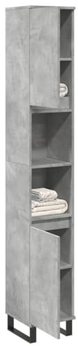 LLEZKBR Armoires et rangement,Meubles de lavabo,Meubles de salle de bains-Meuble de salle de bain Béton Gris 30x30x190 cm Bois d'ingénierie