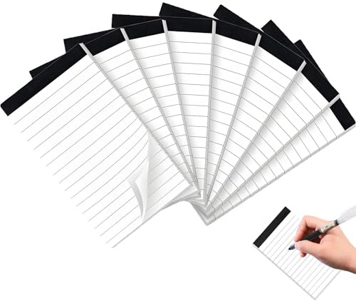 8 Stück Notizblock Klein A7，Kleiner weißer Notizblock, 30 Blatt pro Block, klassisches Design, Liniert Schreibblock, für Arbeit, Studie, Büro, Schule, Haushalt