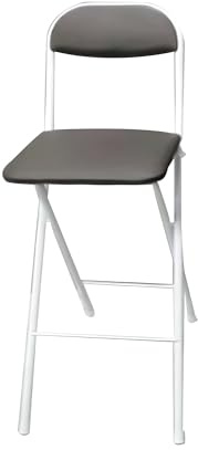Sgabello Pieghevole Imbottito, Sgabelli Alto Da Bar con Schienale Poggiapiedi, Portata Massima 100kg(White,70cm/28in)