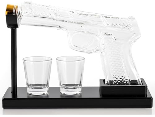 Hanseküche Caraffa per whisky con 2 bicchieri, caraffa da 240 ml e bicchieri da whisky da 60 ml, set regalo per uomini, papà, fratelli, decanter per whisky per bourbon, liquori e regali unici