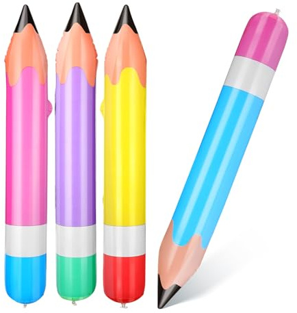Abaodam 4 Piezas Juguete de Lápiz Inflable Grande Crayón Inflable para Fiesta Escolar de Decoración para Aula Obsequio de Cumpleaños Estilo Aleatorio