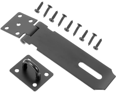 Outanaya Verrou à Moraillon Portable en Acier Inoxydable Noir 5 Pouces, Serrure de Porte Remplaçable Compacte, Verrou de Fenêtre Robuste pour Armoires, Tiroirs et Fenêtres