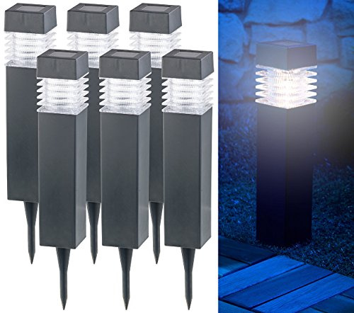 Bornes lumineuses solaires à LED avec capteur de luminosité - Carrées - x6 [Lunartec]