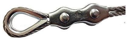 4mm Galvanised Duplex Steel Wire Rope Clamp + Thimble Clamps Grips Loop Eye