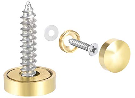 sourcing map 8Stk. Spiegelschrauben Dekorative Kappenabdeckung Nägel Spiegel Schrauben Panelschrauben 12mm Poliertes Gold