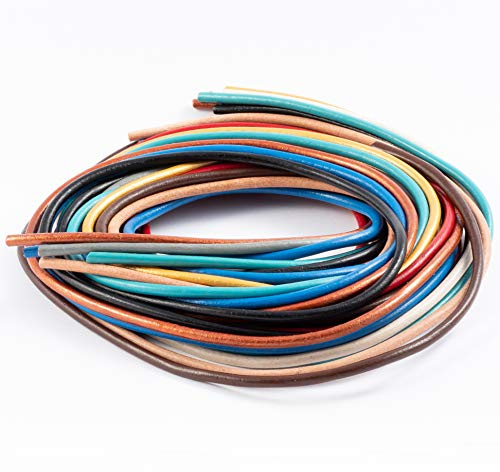 AURORIS - Cuerda de Cuero Redondeada - diámetro 3 milímetros - 10x1 Metros de Colores Negro marrón Natural Blanco Gris Rojo Azul Turquesa Oro Cobre