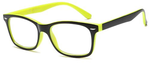 NEW VISION Occhiali da Lettura Uomo, Bicolore Fashion, UV400 per Donna, NV056(+1.50,Giallo)