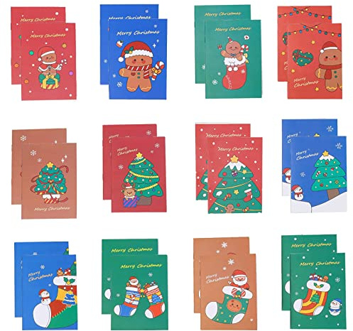 dancepandas Mini Weihnachten Notizblöcke, 24 Stück Mini Tagebuch Notizblock Weihnachten Notizbuch Mini Urlaubstagebuch Weihnachten Cartoon Notebook für Kinder(Zufälliger Stil)