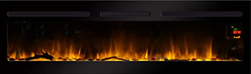 Chemin’Arte Cheminée Électrique Encastrable Effet Flammes LEDs Élysée XXL - Conçue en France - 122 x 17 x 45 cm - Chauffage 2000W Thermostat électronique - Garantie 2 Ans