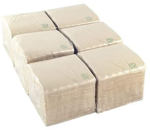 Hostelnovo – 600 Stück Cocktailservietten der Marke Bio-Eco – Color Natural – 100% recycelbar – Micropoint – 10 x 10 cm (gefaltet) und 20 x 20 cm (aufgeklappt)