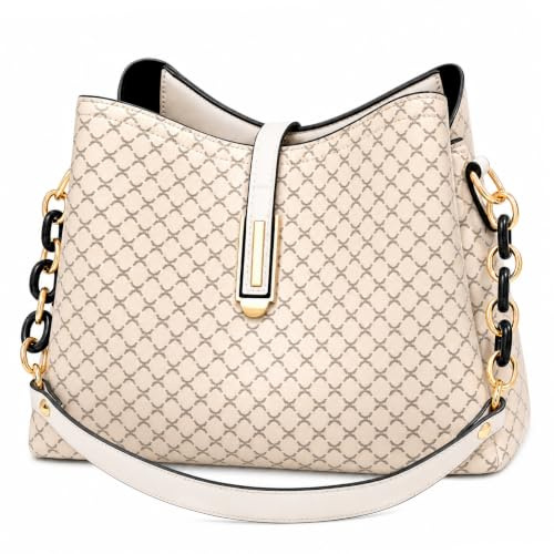 VARLIVOO Handtasche Damen Klein – Vintage PU Leder Umhängetasche mit 2 Schultergurten, Modische Tasche für Arbeit, Alltag & Reisen (Khaki Beige)