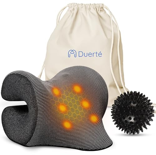 Duerté - Magnetische Nackenstreckung - Nackenmassagegerät - Shiatsu-Massagekissen - Kissen bei Nackenbeschwerden - inklusive Massageball und E-Book Massage