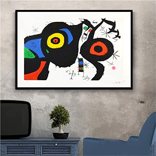 Yangld Abstrakte Joan Miro Berühmte Gemälde Poster Kunstdrucke Leinwandbilder An Der Wand Aufkleber Schlafzimmer Wohnkultur 23,6 x 35,4 (60 x 90 cm) Kein Rahmen