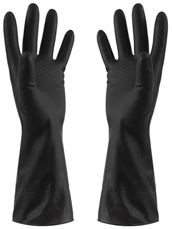 HUFFA Gants de ménage Pratique Durable Nettoyage Tout Noir Longs Gants Anti-dérapant Eau Anti-poussière Cuisine Maison Outils Fournitures (Color : Black, Size : L)