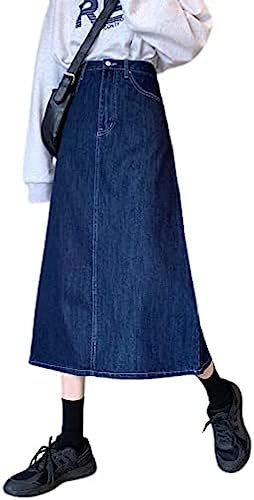 Jupe Longue en Jean Fendue dans Le Dos pour Femme-,Bleu Foncé,S,Constructive23