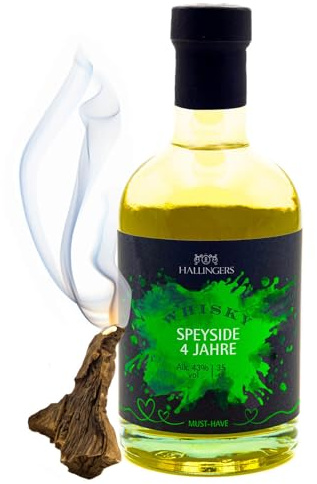 Hallingers Genuss Manufaktur Gourmet-Whisky Geschenk - von Hand abgefüllt in wertiger Geschenkflasche Speyside 4 Jahre 43% vol., Geschenkidee für Frauen Männer