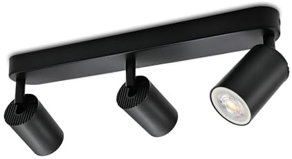 KYOTECH Faretti da soffitto 3 luci plafoniera LED plafoniera Nero faretto orientabile GU10 faretti da soffitto girevoli per 3x lampadine GU10 per cucina soggiorno, lampadine non incluse