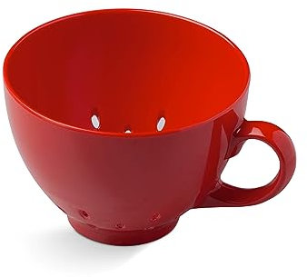 Zeal Berry Colander Cup, Small Hand-held Cup Shape Melamine Strainer/Sieve, for Washing & Draining Fruits, and Berries (10cm) - Red
