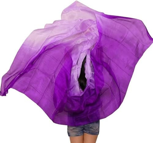 Bauchtanz-Seidenschal, Tanzzubehör, Bauchtanz-Schleier aus echter Seide, Bauchtanz-Zubehör, Handschal, Tücher, individuell gestaltete Bauchtänzerin, Bühnenperformance-Requisite (Farbe: Weiß, Rot, Größ