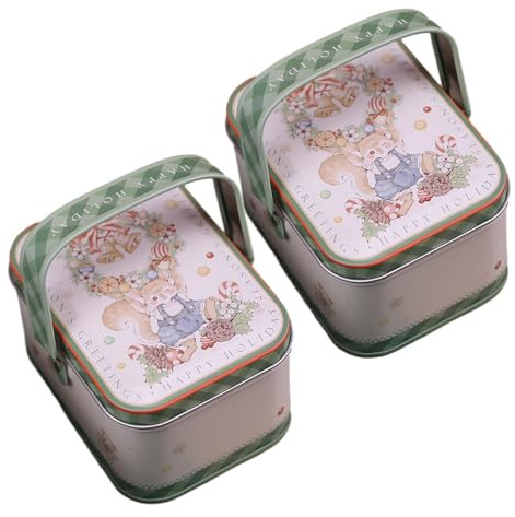 DOTBUY-SHOP Natale Scatola Latta Contenitore Biscotti Scatola di Latta Scatola Metallo con Coperchio Scatola Vuota per Conservare tè, Frutta Secca, Caramelle, Biscotti (6 Pezzi,Coniglietto)