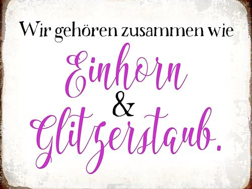 Ontrada Holzschild 30x40cm Einhorn und Glitzerstaub Holz Schild